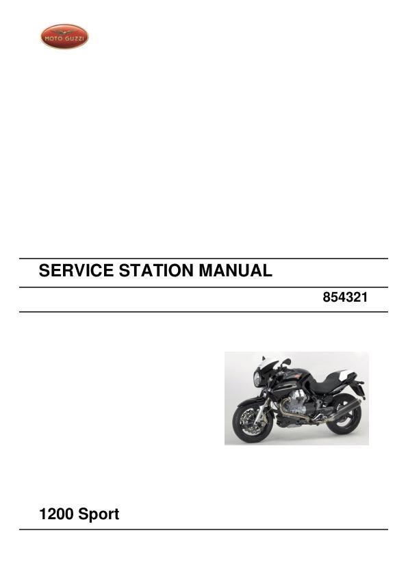 Moto Guzzi 1200 Sport Motorcycle Service Manual factory service manual title page