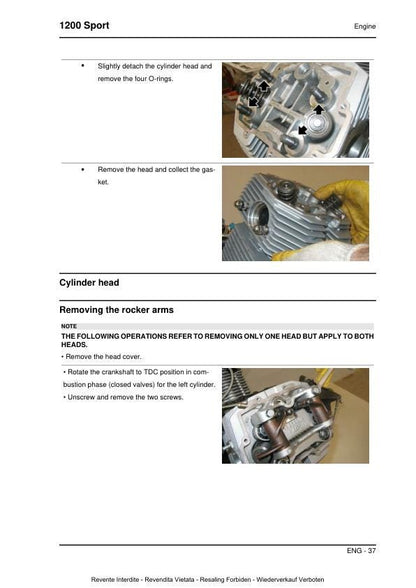 Moto Guzzi 1200 Sport Motorcycle Service Manual sample page with diagrams and specifications