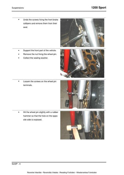 Moto Guzzi 1200 Sport Motorcycle Service Manual sample page with technical illustrations