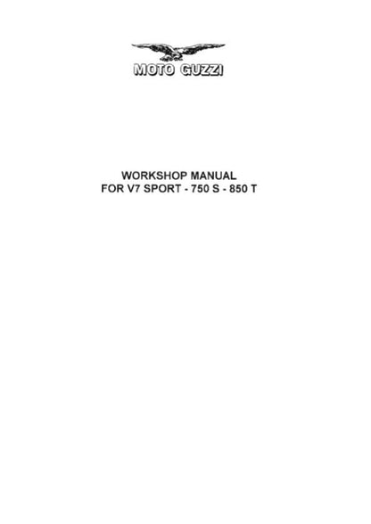 Moto Guzzi V7 Sport 750 850 Motorcycle Service Manual factory service manual title page