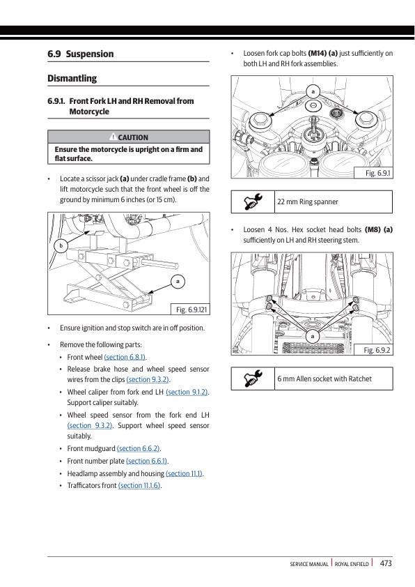 Royal Enfield Interceptor 650 Twin Service Manual sample page from the repair manual