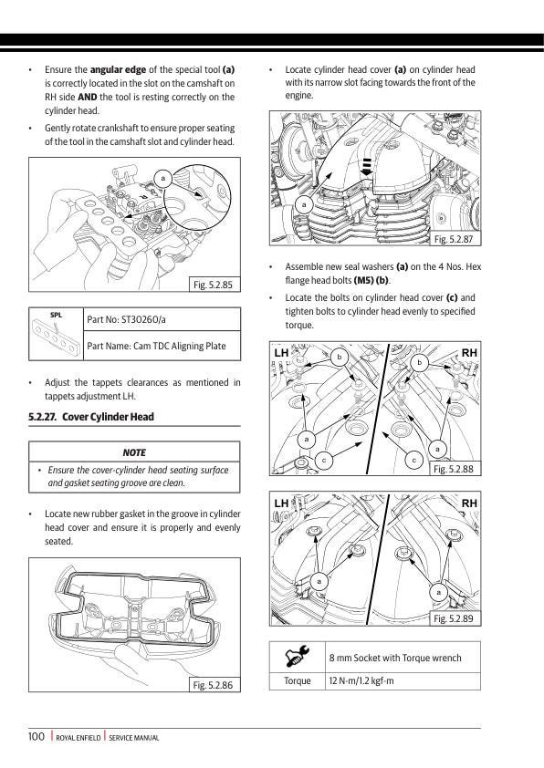 Royal Enfield Interceptor 650 Twin Service Manual sample page with diagrams and specifications