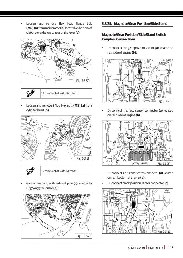 Royal Enfield Interceptor 650 Twin Service Manual sample page showing repair procedures