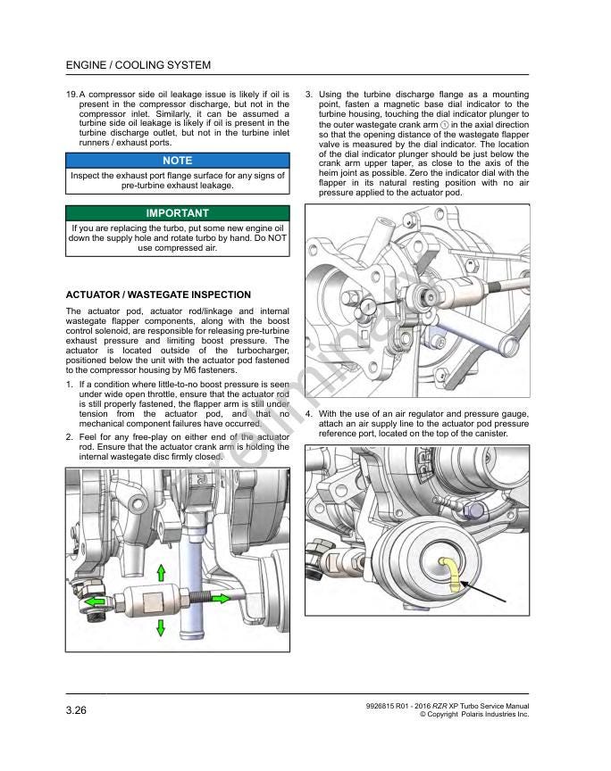 Polaris RZR XP Turbo UTV Service Manual sample page from service manual