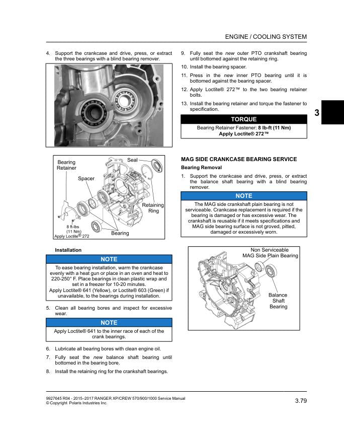 Polaris Ranger XP & Crew 570 900 1000 Service Manual sample page from service manual