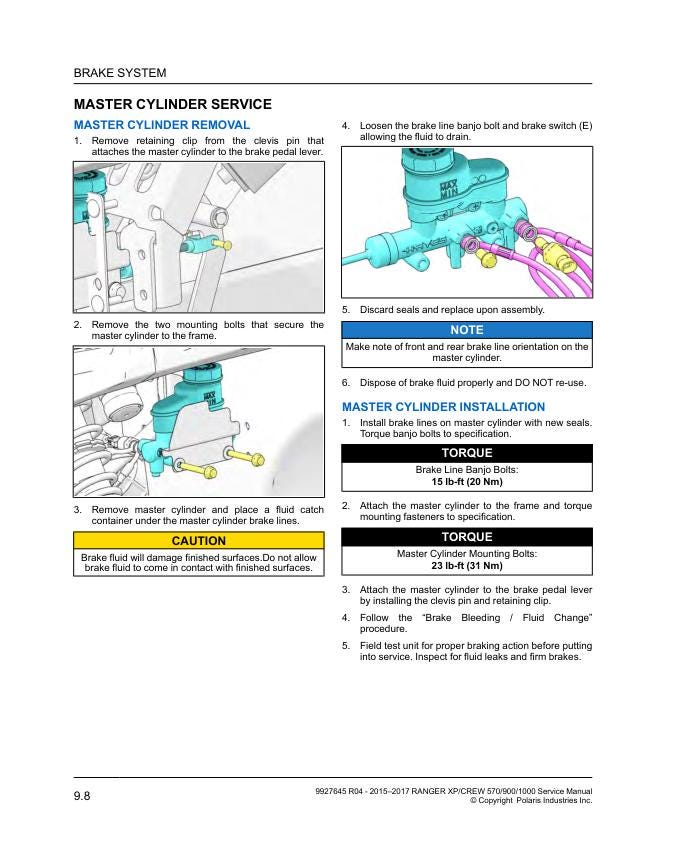 Polaris Ranger XP & Crew 570 900 1000 Service Manual sample page from the repair manual
