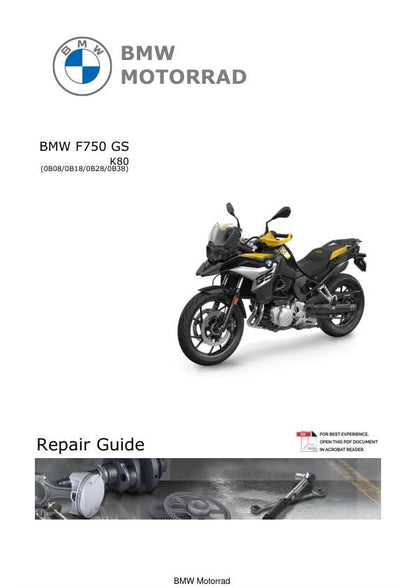 BMW F750 GS K80 Motorcycle Service Manual factory service manual title page
