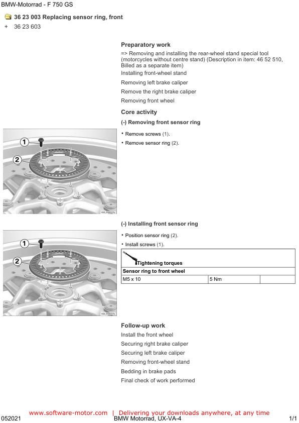 BMW F750 GS K80 Motorcycle Service Manual sample page from the repair manual