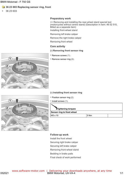BMW F750 GS K80 Motorcycle Service Manual sample page from the repair manual