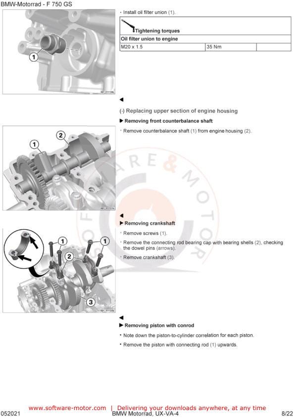 BMW F750 GS K80 Motorcycle Service Manual table of contents