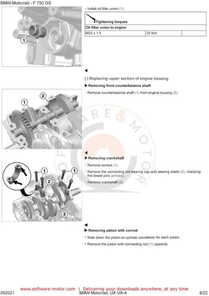 BMW F750 GS K80 Motorcycle Service Manual table of contents