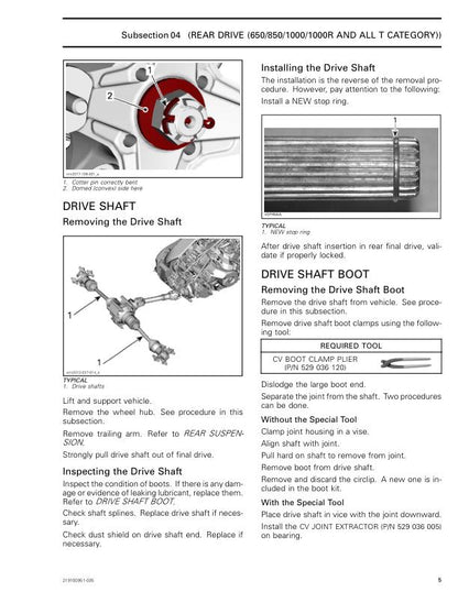 Can Am Outlander 650 850 1000R Service Manual sample page with technical illustrations
