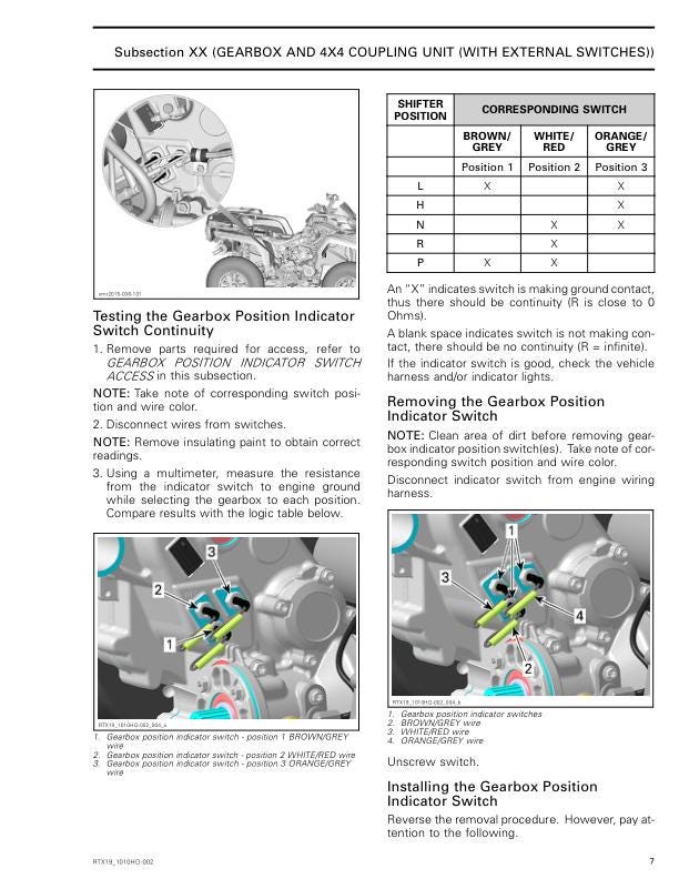 Can Am Outlander 650 850 1000R Service Manual sample page with diagrams and specifications