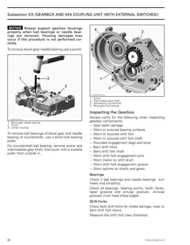 Can Am Renegade 570 650 850 1000R Service Manual sample page showing repair procedures