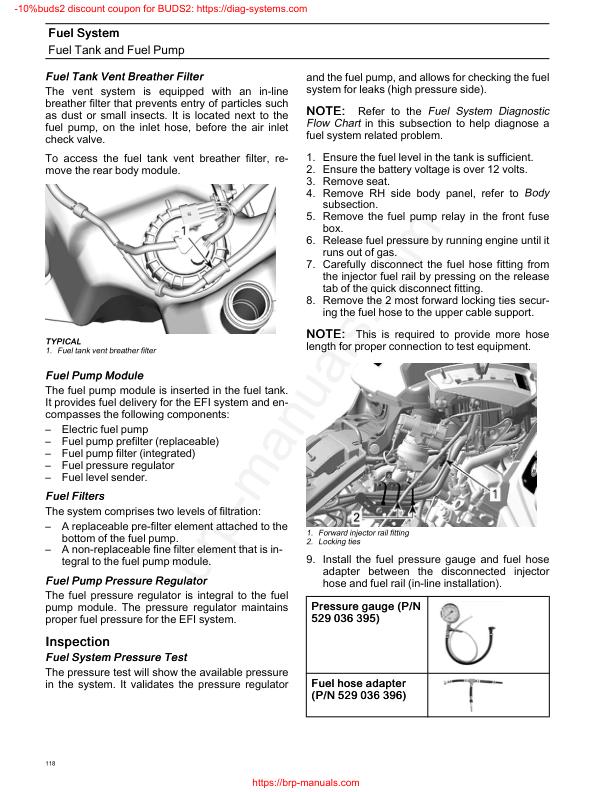 Can Am Renegade Outlander 650 1000 Service Manual sample page with diagrams and specifications