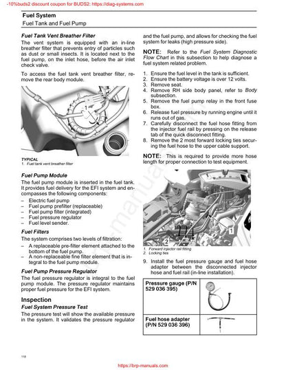 Can Am Renegade Outlander 650 1000 Service Manual sample page with diagrams and specifications