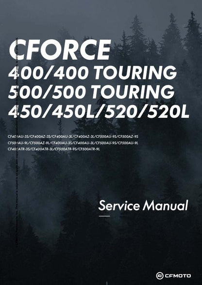 CFMOTO CFORCE 400 450 500 Service Repair Manual factory service manual title page