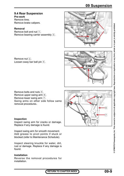 CFMOTO CFORCE 400 450 500 Service Repair Manual sample page with technical illustrations
