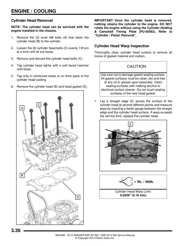 Polaris Ranger RZR XP 900 UTV Service Manual | 2013-2016 - sample page 4