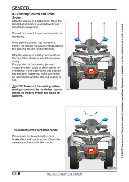 CFMOTO CFORCE 800XC 850XC Service Repair Manual sample page with diagrams and specifications