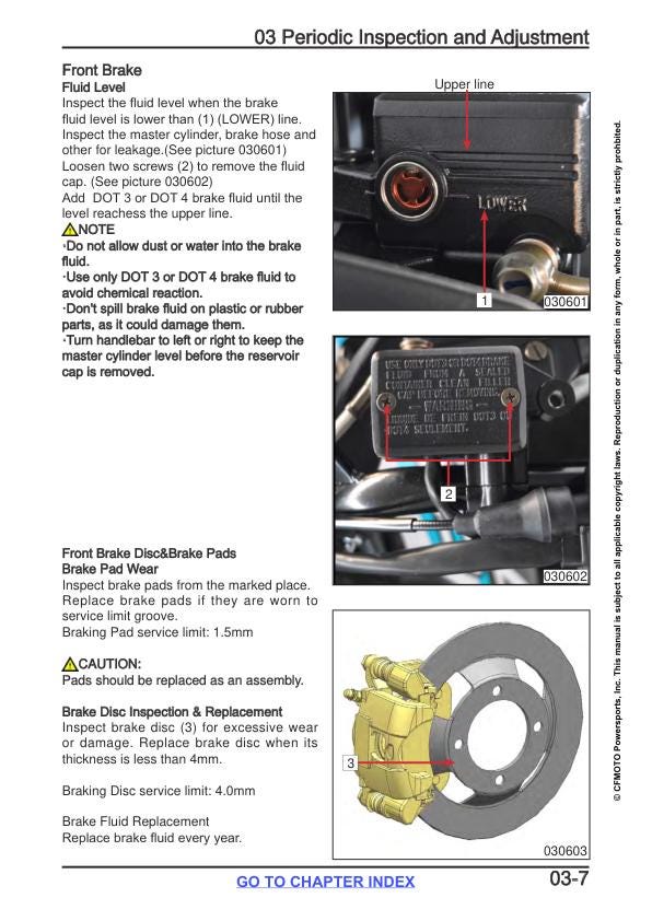 CFMOTO CFORCE CF80OXC Service Repair Manual sample page with diagrams and specifications