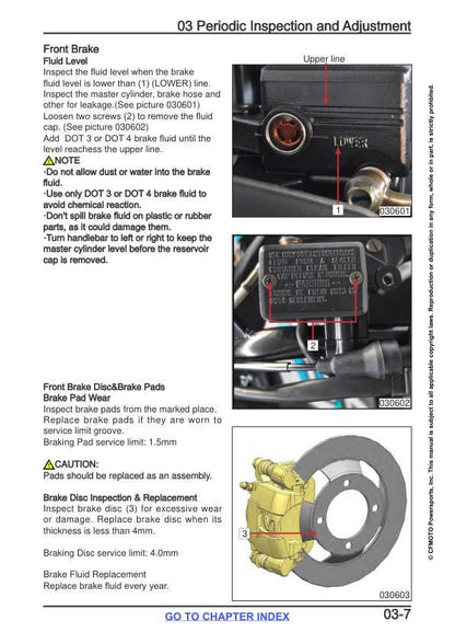CFMOTO CFORCE CF80OXC Service Repair Manual sample page with diagrams and specifications