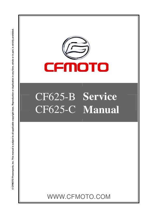 CFMOTO CFORCE CF625-B CF625-C Service Repair Manual factory service manual title page