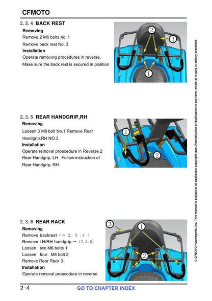 CFMOTO CFORCE 520 Service Repair Manual sample page from service manual