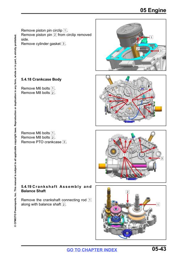 CFMOTO CFORCE 400 500 Service Repair Manual sample page showing repair procedures