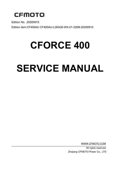CFMOTO CFORCE 400 Service Repair Manual factory service manual title page