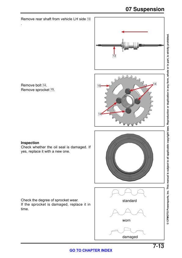 CFMOTO CFORCE 110 Service Repair Manual sample page with service data and tables