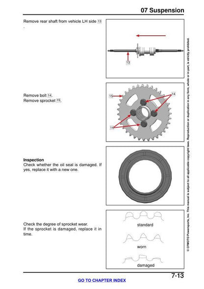 CFMOTO CFORCE 110 Service Repair Manual sample page with service data and tables