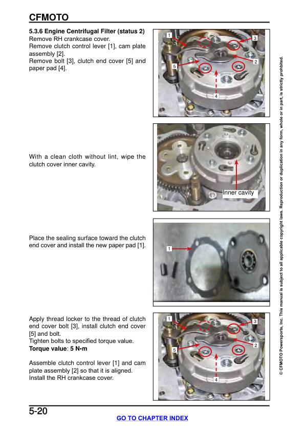 CFMOTO CFORCE 110 Service Repair Manual sample page with diagrams and specifications