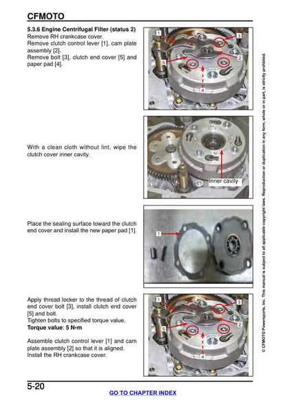 CFMOTO CFORCE 110 Service Repair Manual sample page with diagrams and specifications