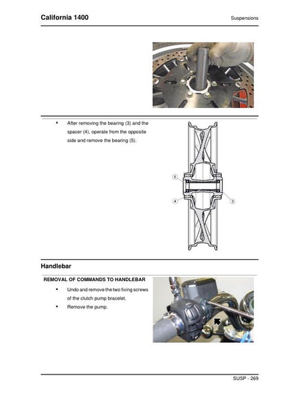 Moto Guzzi California 1400 Motorcycle Service Manual sample page with service data and tables