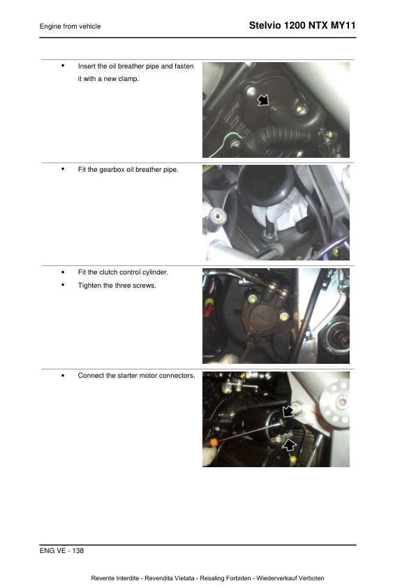 Moto Guzzi Stelvio 1200 NTX Motorcycle Service Manual sample page with diagrams and specifications