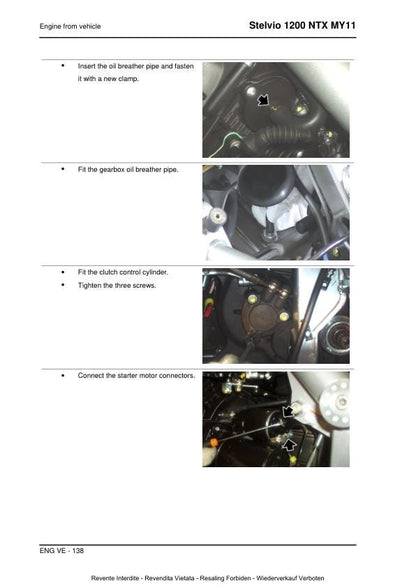 Moto Guzzi Stelvio 1200 NTX Motorcycle Service Manual sample page with diagrams and specifications