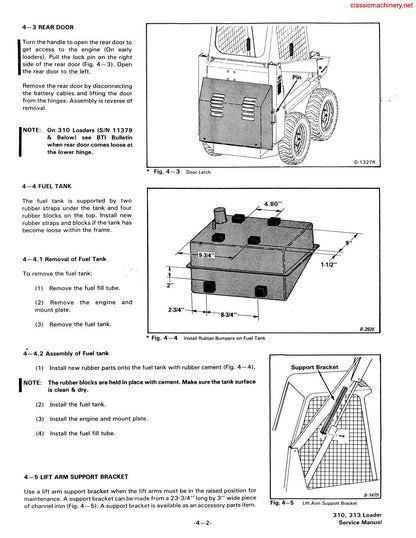 Bobcat 310 313 Skid Steer Loader Service Manual sample page from the repair manual