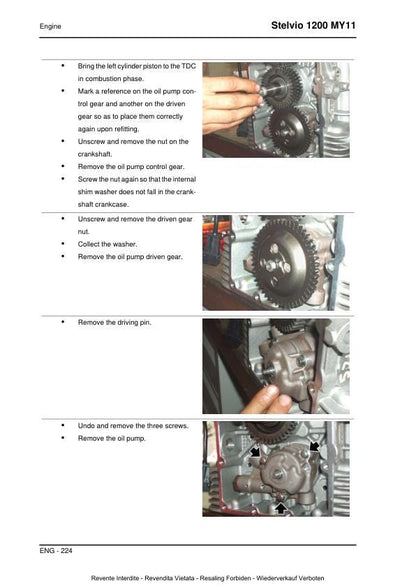 Moto Guzzi Stelvio 1200 Motorcycle Service Manual sample page showing repair procedures
