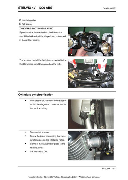 Moto Guzzi Stelvio 1200 4v ABS Motorcycle Service Manual sample page with technical illustrations