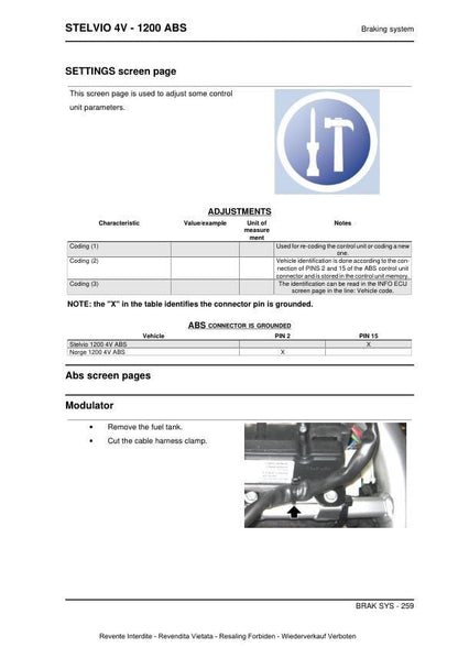 Moto Guzzi Stelvio 1200 4v ABS Motorcycle Service Manual | 2008-2010 - sample page 9