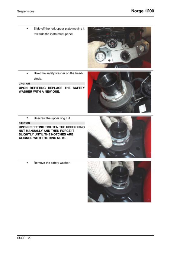 Moto Guzzi Norge 1200 Motorcycle Service Manual sample page with technical illustrations