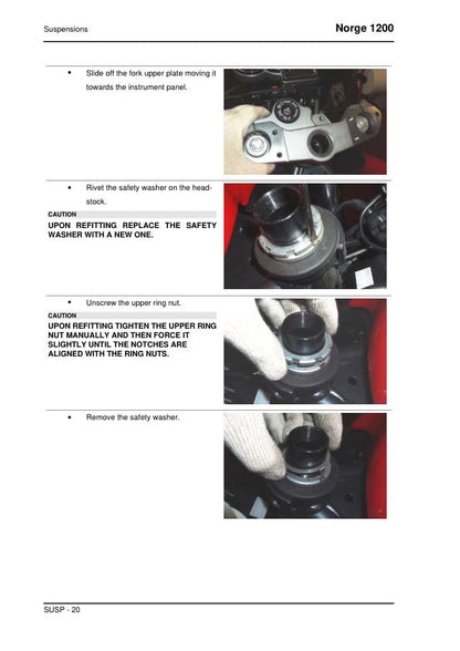 Moto Guzzi Norge 1200 Motorcycle Service Manual sample page with technical illustrations