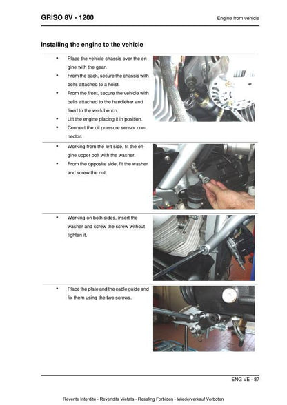 Moto Guzzi Griso 1200 8v Motorcycle Service Manual sample page from service manual