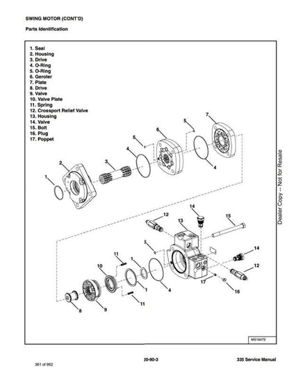 Bobcat 335 Compact Excavator Service Manual sample page from service manual