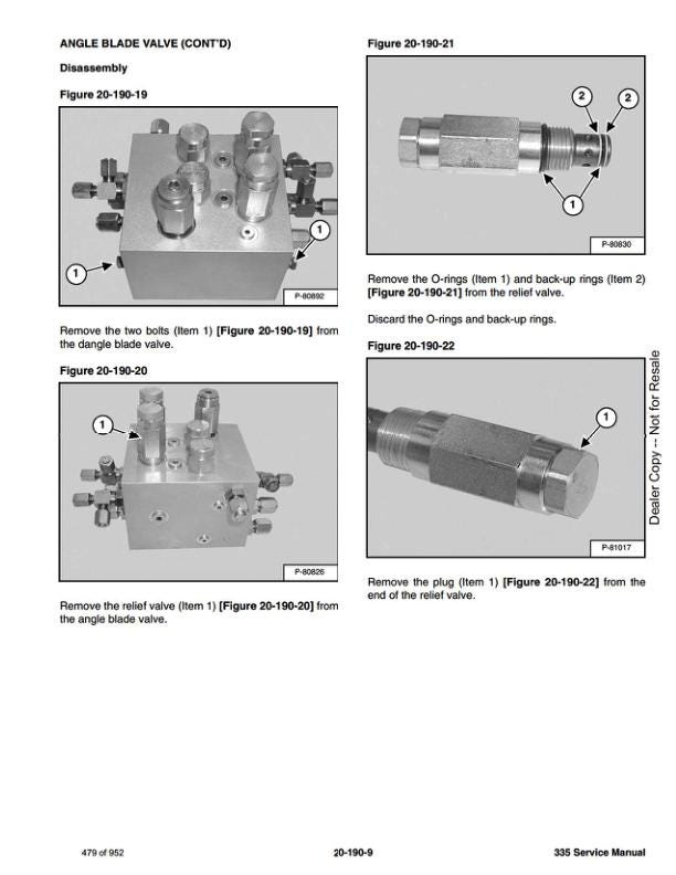 Bobcat 335 Compact Excavator Service Manual sample page with diagrams and specifications