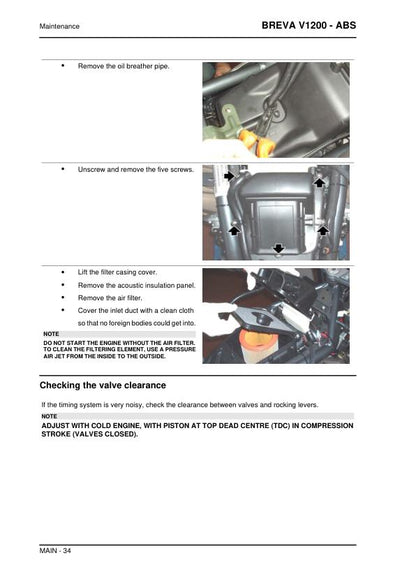 Moto Guzzi Breva 1200 sample page from service manual