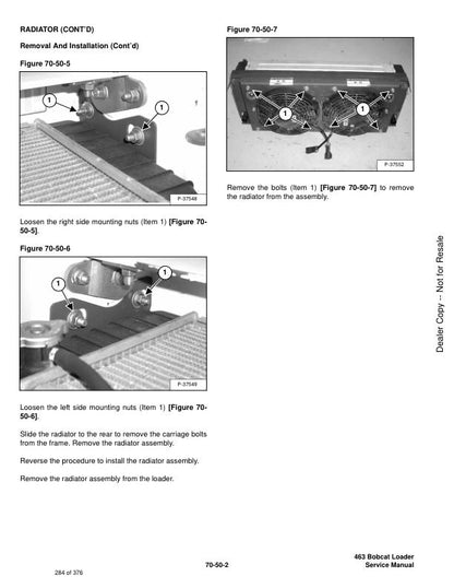 Bobcat 463 Skid Steer Loader Service Manual sample page showing repair procedures