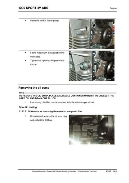 Moto Guzzi 1200 Sport 4V ABS Motorcycle Service Manual sample page with technical illustrations