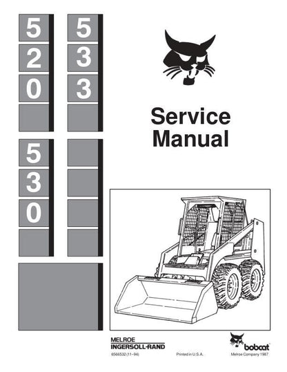 Bobcat 520 530 533 Skid Steer Loader Service Manual factory service manual title page
